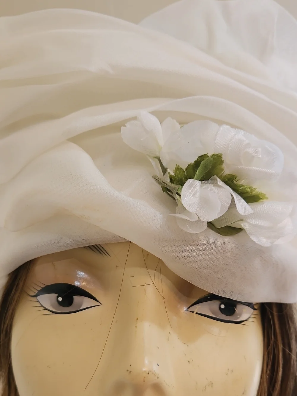 Bellini Originals Off White Floral Draped Turban‎ Hat - Made USA Church Tea